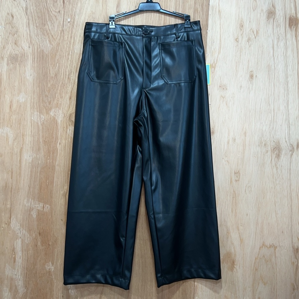 CeCe Faux Leather Pant, LARGE